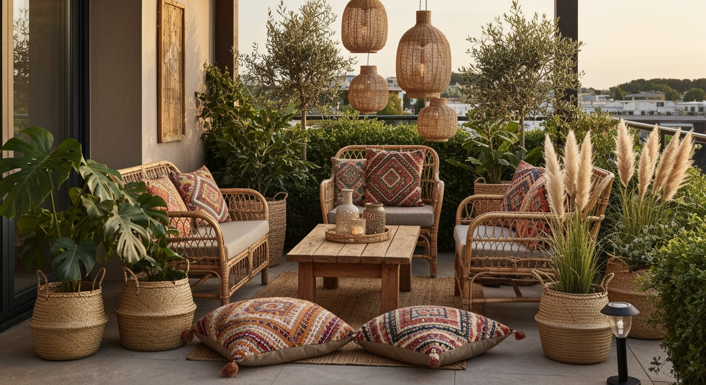 Aranżacje balkonów i tarasów w stylu boho - inspiracje i propozycje