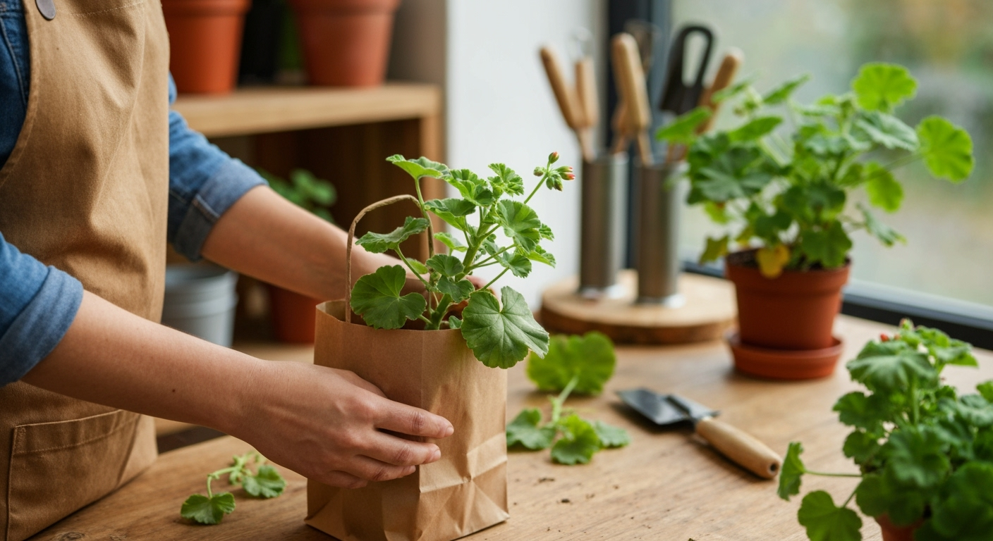 Jak przezimować pelargonie w torbie papierowej lub kartonie? 2